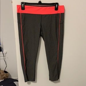 Gray and pink crop leggings